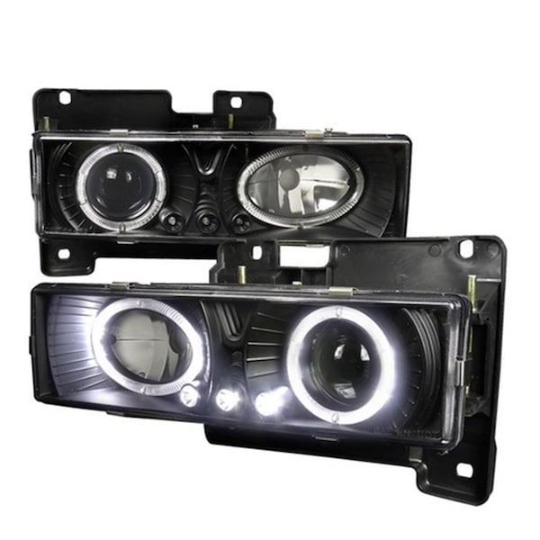 Overtime Halo Projector Headlights with LED for 88 to 98 Chevrolet C10- Black - 11 x 15 x 15 in. OV3197490 - main